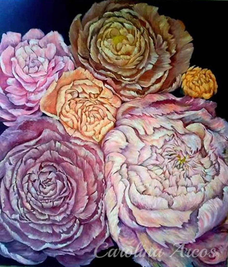 acrylic painting of big flowers