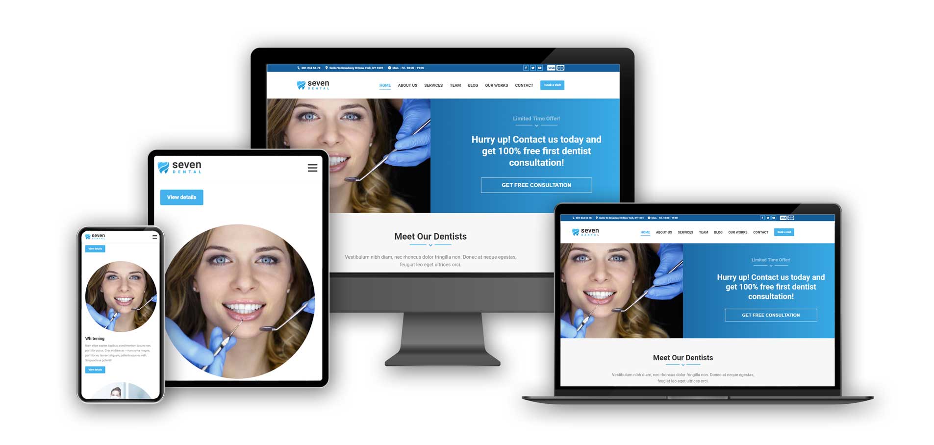 Customized dental website on screens